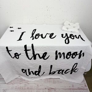 Lot of 2 Modern Burlap Love You To The Moon & Amazing Baby Zebra Cotton Swaddles